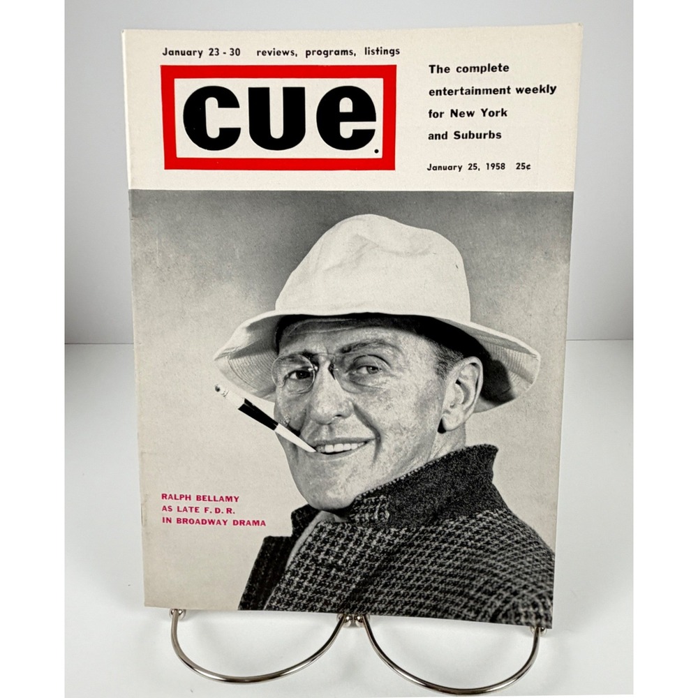 Vintage 1958 Cue Magazine Ralph Bellamy FDR NYC Broadway TV Ads January 25
